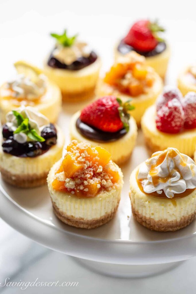 An assortments of mini cheesecake